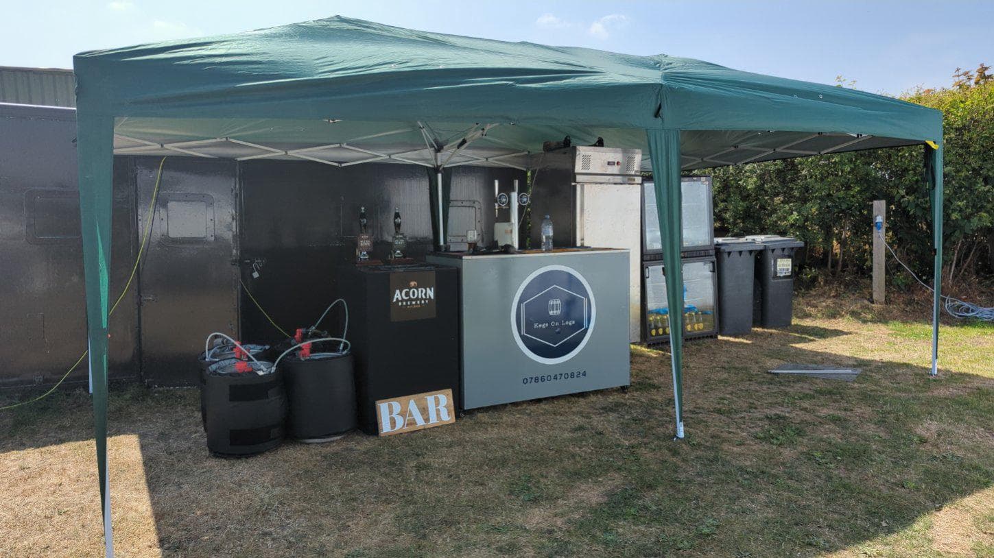 Mobile bar set up under a gazebo